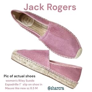 Jack Rogers women's Riley Suede Espadrille slip-on Flat shoes In Mauve 8.5 M